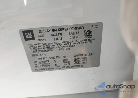 2013 Buick Encore Premium z USA, uszkodzony, nr VIN KL4CJHSB0DB080556